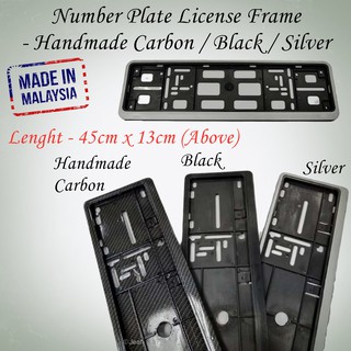 Handmade Carbon / Black / Silver - Number Plate License Frame - Short