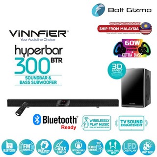 Vinnfier HyperBar 300 Bluetooth Soundbar With Remote Control And Bass Subwoofer
