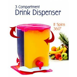 💥[READY STOCK]💥3 IN 1 3 COMPARTMENT ROTATE ROTATING SPIN JUICE DRINK DISPENSER