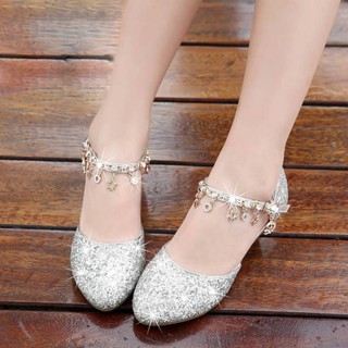 Kasut kanak-kanak perempuan kasut tumit tinggi kanak-kanak baru kanak-kanak perempuan kasut puteri kasut kanak-kanak perempuan kasut kristal gadis kecil kasut prestasi
