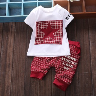 Infant Boys Girls Short Sleeve Pentacle Print T-Shirt Pants