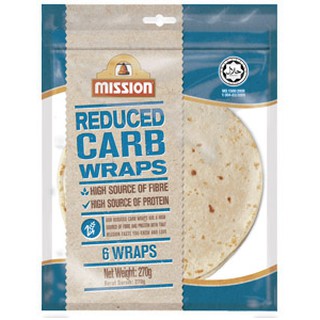 New MISSION REDUCED CARB Excellent Source of Fiber Wraps, 288g