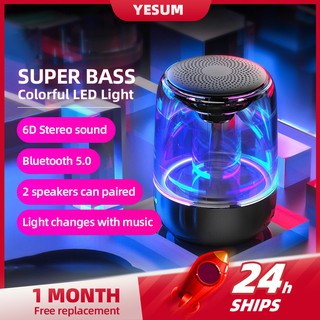 【24H SHIPS】6D Panoramic Sound Colorful LED Light Mini Portable Bluetooth Speaker Support TF Card Handsfree Outdoor Bass