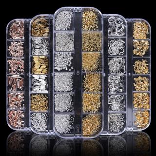 Gold Silver Hollow 3D Nail Art Decorations Mix Metal Frame Nail Rivets Shiny Charm Strass Manicure Accessories