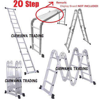 ( LD5 ) Heavy Duty Aluminium 20 Steps Multipurpose Ladder 6 Hinges MP20 Tangga
