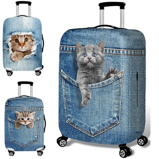 Funny Cat Dust-Proof Elastic Travel Luggage Cover Suitcase Protector 18"-32"