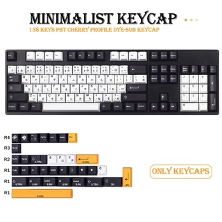138 Keys PBT Keycap Cherry Profile DYE-SUB Personalized Minimalist Keycaps For Cherry MX Switch Mechanical Keyboard