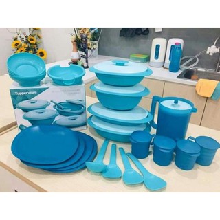 Tupperware Tableware Blossom Blue Serving Set Plates Bowls Jug Mugs Microwaveable