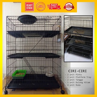 (MEDIUM TRAY) 3 Level Full Tray Cat Cage2.5 Feet / 3 Tingkat Sangkar Kucing 2.5Kaki - 9123AAA