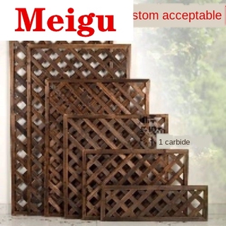 ★BEST SELLER★ Wooden Grid Outdoor Flower Rack Small Balcony Carbonized Wood Fence Fence Fence Antiseptic Wood Fence Net Garden Climbing Frame