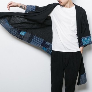 Men's section wind and wind japanese crane embroidery small kimono cardigan