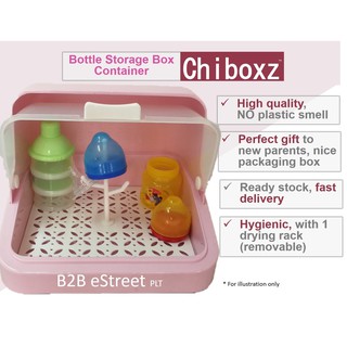 Plastic Bottle Storage Box Container for Baby Milk Bottles & drying rack CB-001