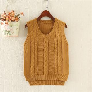 Cardigan ala korea wool vest ladies spring and autumn wool vest female short loose round neck student knit sleeveless