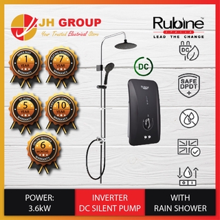 Rubine Rain Shower Water Heater Dc Inverter Booster Pump - Carbon Black Rwh-Fs391D-Brcb