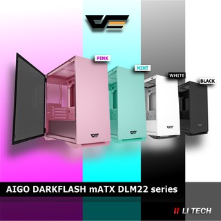 Aigo darkFlash Dlm 22 mATX casing (No Fan) Tempered Glass Gaming Chasis dlm22 Black / White / Pink / Mint