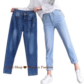 Ready stock high waist jeans pants loose straight Korean women pant