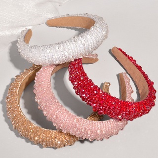 发箍 發箍網紅 Baroque Fashion Colorful Full Rhinestones Headbands Luxury Shiny Padded Crystal Wedding Headband For Women Bride Headband