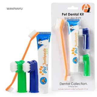 □WP Pet Dog Cat Vanilla/Beef Toothpaste Toothbrush Oral Hygiene Health Care Tool