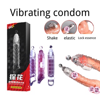 Men's Appeal Vibration Crystal Spike Sleeve Condom Lengthened and Bold Spike Granule Stimulating Lasting Sleeve