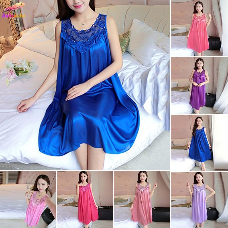 KO@Summer Women Ladies Sexy Lace Long Dress Sleepwear Robes Nightgown Nightwear (1)