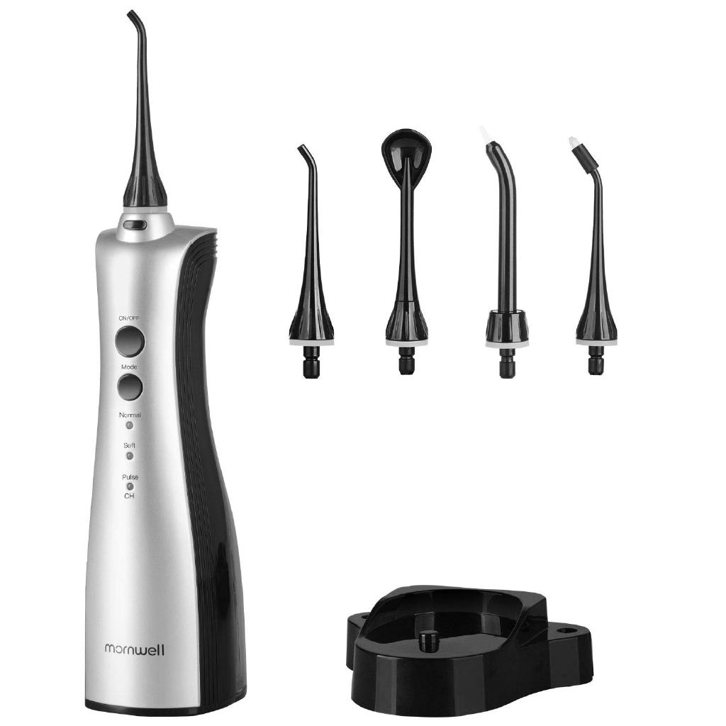 Ready stock Water Flosser for Teeth, Oral Irrigator Jet Flosser Black with 5 Tips and Inductive Charging- UK-3 pin Plug