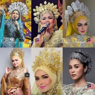 Crown Daun Kebaya Tarian Melayu Cekak Cucuk Sanggul Lintang Gold Silver Tradisional Mahkota