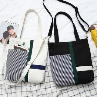 Fashion Korean Tote Bag Women's Handbag Stripe Canvas/Messenger Sling Bag