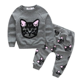 Baby Girl's Clothes Sets Cotton Cute Cat Suit + Pants