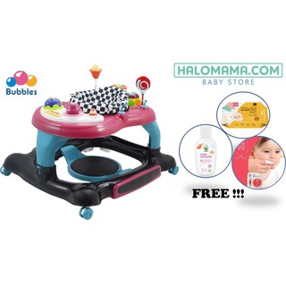 BUBBLES 3 IN 1 BABY WALKER - FREE GIFT K-MOM WET TISSUE PROMISE 30 PCS & CHOMEL HAND SANITIZERS & B&B TOOTHWIP