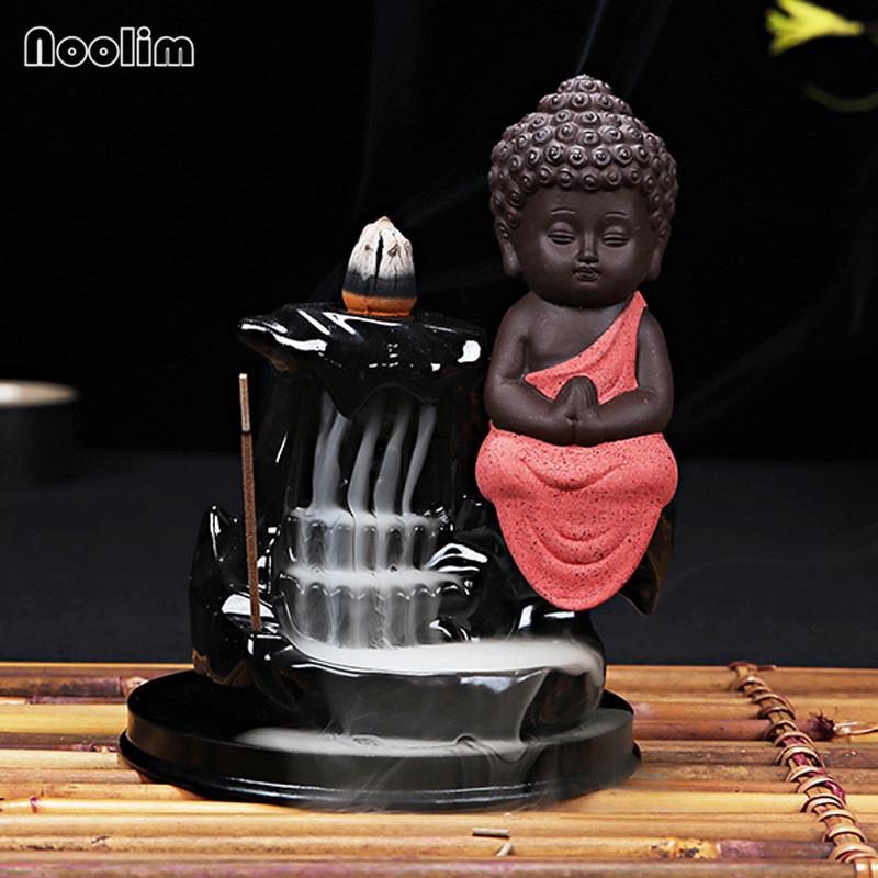 Little Monk Small Buddha waterfall Backflow Incense Burner Use In Tea-house/Yoga