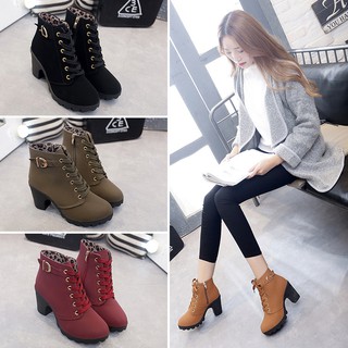 High-heeled thick casual women's boots, loose-skinned platform boots, round-head