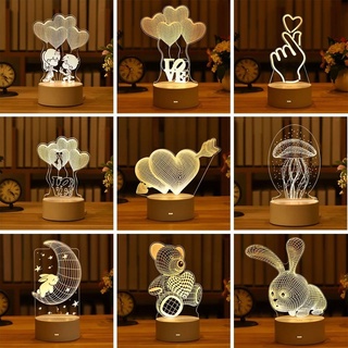 Lampu meja Creative Lights 3D Led Usb Display Lights lamp Acrylic Night Lights LED Lamp Mother Day wedding Gift