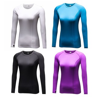 Women Plus Velvet Long Sleeve T-Shirts Tight Quick Dry Thermal Base Layer Tops