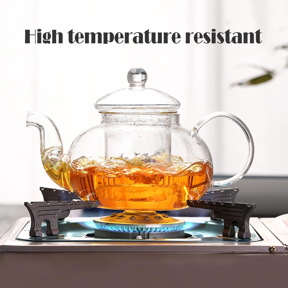 foxty-400ml Transparent Heat-resistant Clear Glass Tea Pot with Filter