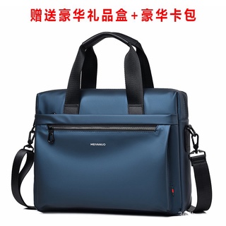 briefcase Men's Business Work Handbag14Inch Computer Bag Large Capacity Travel Sling Bag Horizontal Document Casual Mess