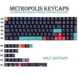 PBT Keycap 129 Keys Cherry Profile DYE-SUB Personalized Metropolis Keycaps For Mechanical Keyboard 61 64 84 108 Layout