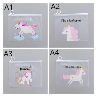 1 pcs Unicorn file bag transparent cute student storage bag pencil case stationery