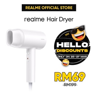realme Hair Dryer [1 to 1 Exchange in 1 year Warranty Period] - 1400W Fast & Efficient Drying | 20M Negative Ions Hair C