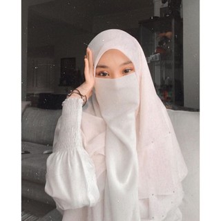 🎁 🅵🆁🅴🅴 🅶🅸🅵🆃 🎁 Niqab Hijab Purdah Muslimah Aurah Aurat Khimar Cover Half Curve Square 2Layer Tak Jarang