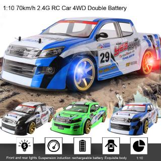 1:10 70km/h 2.4G RC Car 4WD Double Battery High Power LED Headlight Racing Truck Remote Control Cars Kids Children Games