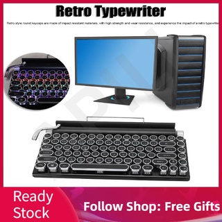 [READY STOCK] Retro Typewriter Keyboard 83 Keys High Strength Detachable Punk Keycap Brushed Panel