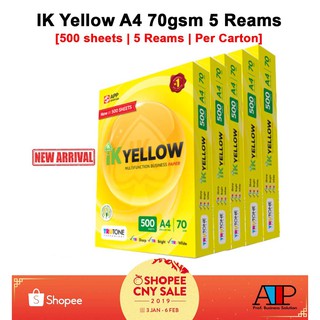 IK Yellow A4 Copier Paper 70gsm - 500 sheets (5 Reams)