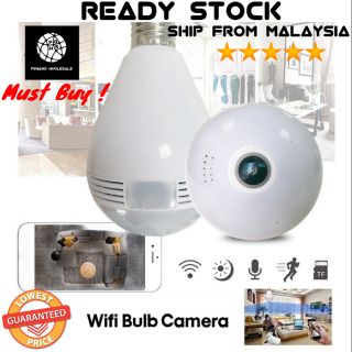360 Degree Wireless IP Camera Bulb Light FishEye Smart Home Security WiFi