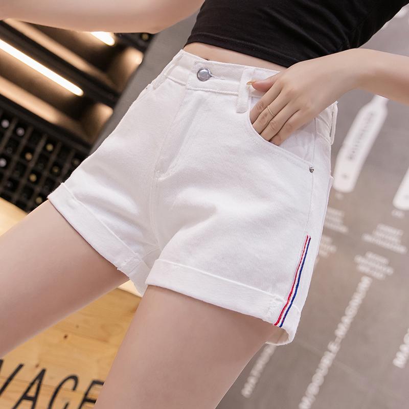 Women's Denim Short White Koera Sweet Style Cotton Denim Fabric Hot Pant Wide Leg Slim Design
