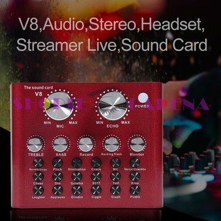 <SCS>--V8 Audio Stereo USB Headset Microphone Streamer Live Sound Card