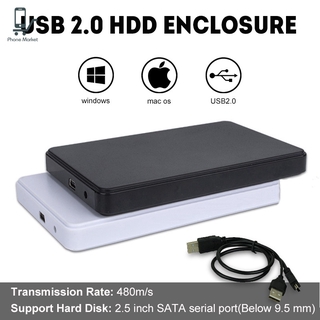 USB 2.0 2TB External Hard Drives Case Portable Desktop Mobile Hard Disk Case