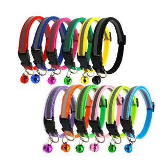 Pet Reflective Collar With Bell Safety Buckle Neck for Puppy Dog Cat Accesories Adjust 19-32cm
