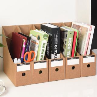 5pcs Kraft Paper Cardboard Magazine File Holders Documents Box Organizer Rack with Labels