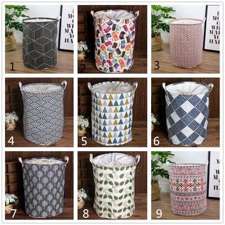 Household Folding Laundry Basket Geometric Pattern With Cover Clothes Storage