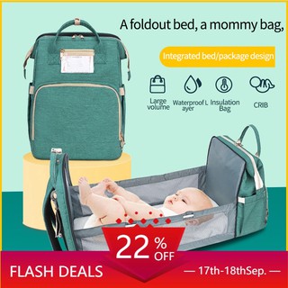 💥Ready Stock💥Super Big portable folding crib Mummy bag multi-functional large capacity mother and infant bag portable shoulder Mummy bag